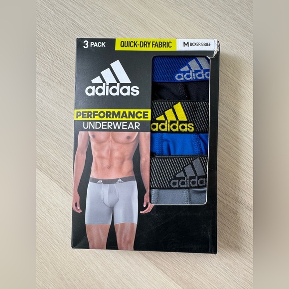 Adidas Men's Performance Boxer Briefs 3-Pack - Black, Blue, Grey size Med - Picture 8 of 12